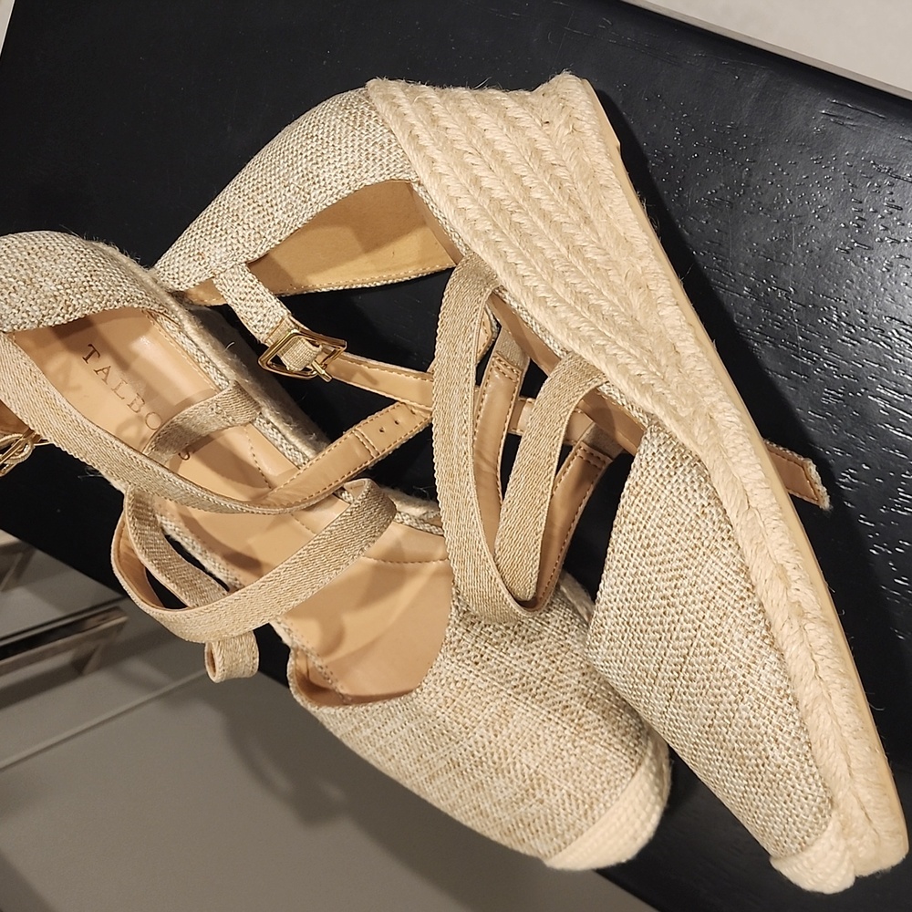 Talbots Lyndsay Strappy Linen Espadrille Wedges - Picture 4 of 5